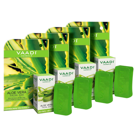 Organic Aloe Vera Facial Bar with Tea Tree and Honey - Reduces Acne (4 x 25 gms/0.9 oz)