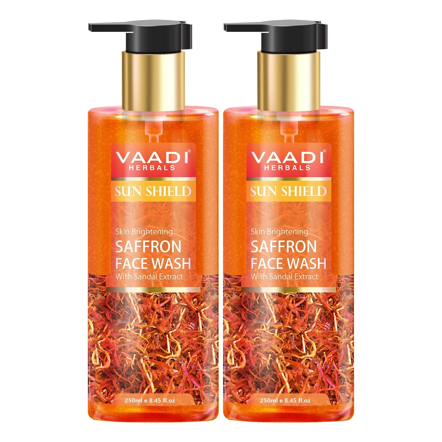 Pack of 2 Skin Brightening Organic Saffron Face Wash with Sandalwood (2 x 250 ml / 8.45 fl oz)