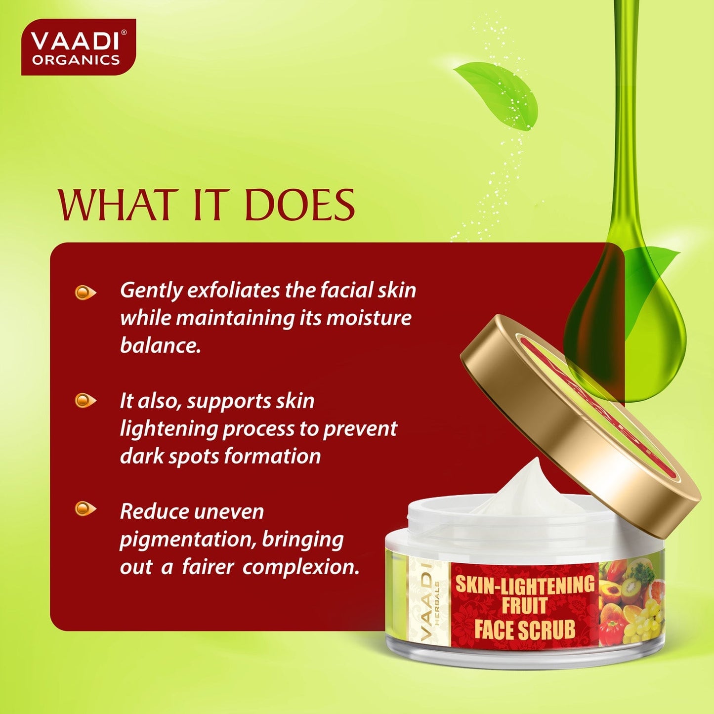 Skin Rejuvenating Organic Fruit Scrub with Orange Extract & Turmeric - Removes Sun Tan - Lightens Complexion ( 50 gms /2oz)