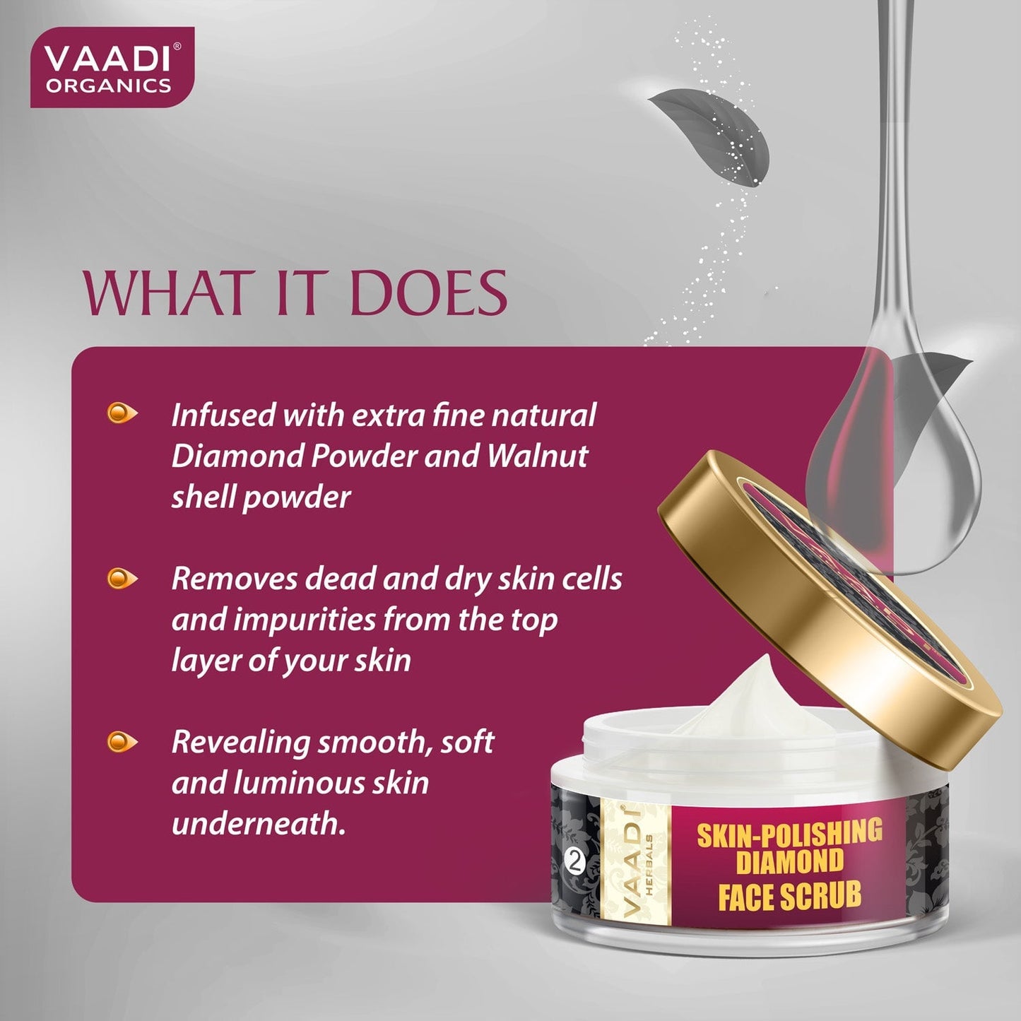 Skin Polishing Organic Diamond Scrub with Diamond Ash & Orange Oil ( 50 gms/2 oz)