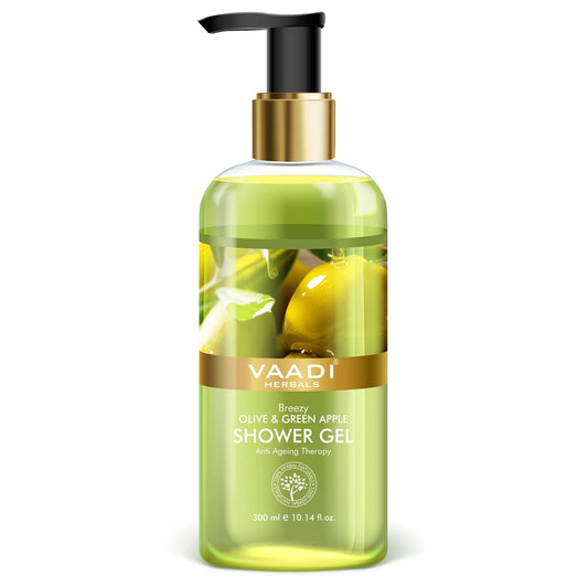 Breezy Organic Olive & Green Apple Shower Gel - Skin Revitalizing Therapy (300 ml / 10.2 fl oz)