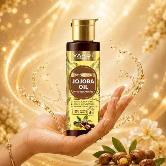 Cold Pressed Rosehip Seed Jojoba Oil with Vitamin B3-For Hair, Skin & Nails-Jojoba Oil Promotes Hair Growth-Skin Moisturisation-Anti Hair-Fall-For All Types of Skin & Hair-(120 ml / 4.05 oz)