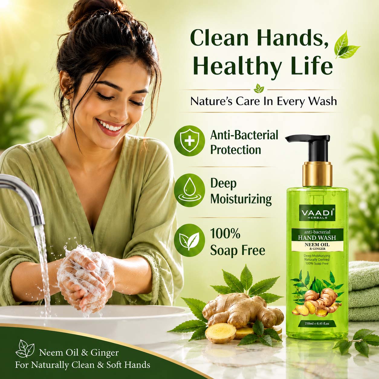 Anti-Bacterial Neem Oil & Ginger Hand Wash (2 x 250 ml / 8.5 oz)