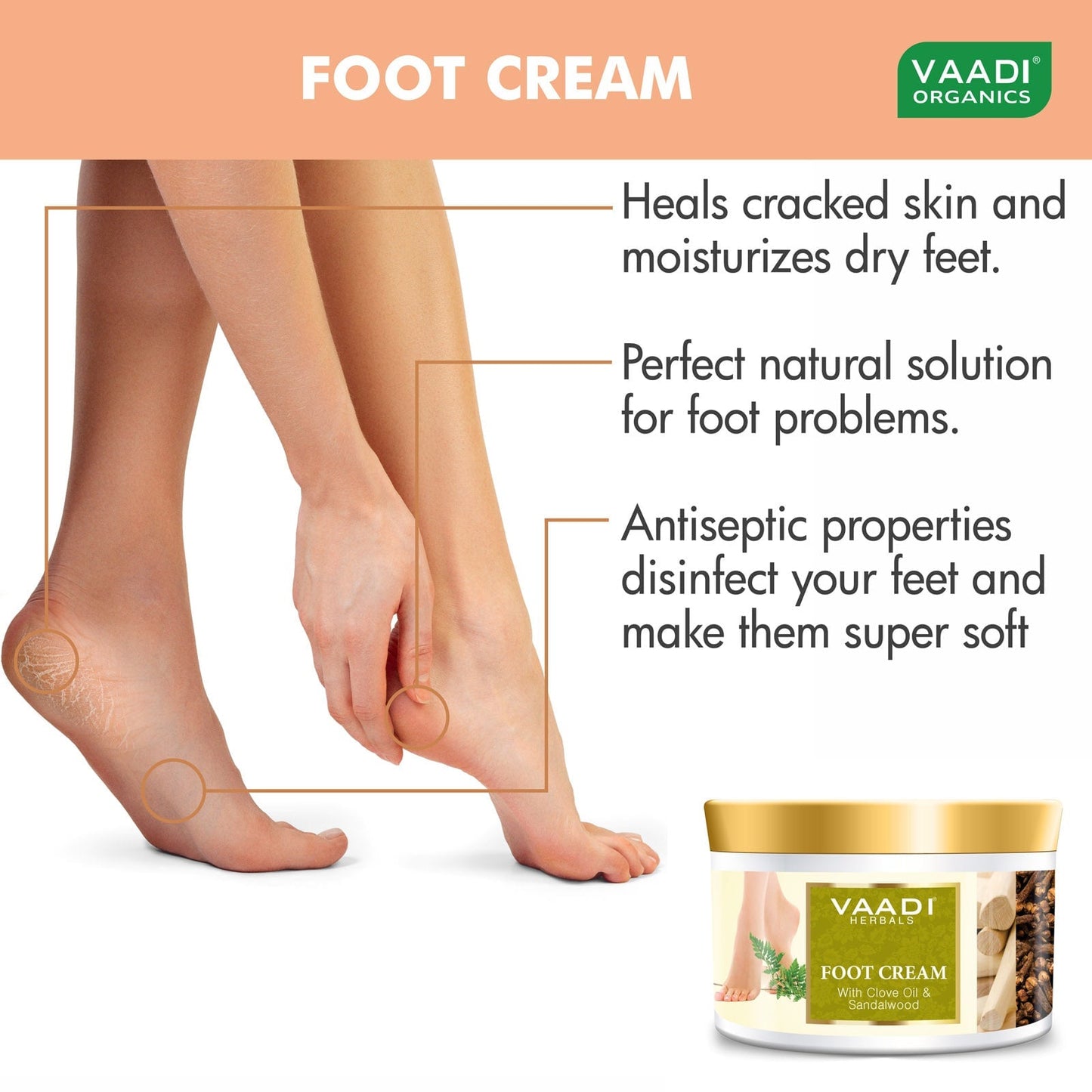 Foot Cream with Clove & Sandalwood Oil - Softens Dry & Cracked Feet (500 gms / 17.63 oz)