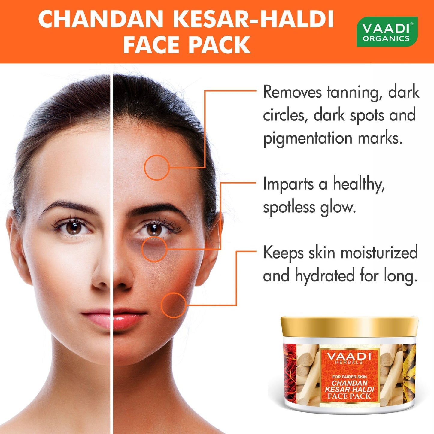 Saffron Sandalwood Face Pack - Removes Marks & Brightens Skin Tone - Rejuvenation & Protects Skin (600 gms/ 21.16 oz)