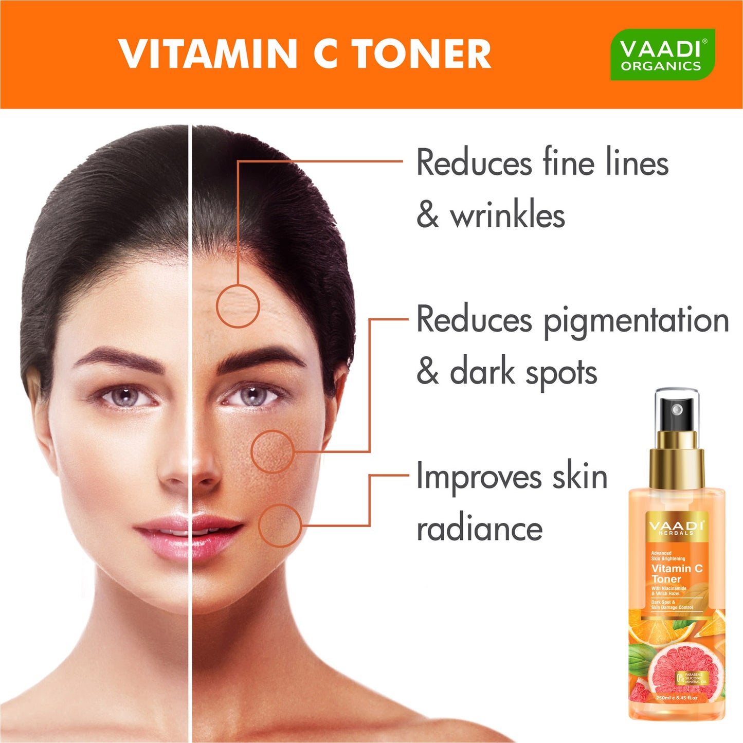 Vitamin C Organic Face Wash with Vitamin C Toner -Skin Damage Control (2 x 250 ml / 8.5 fl oz )