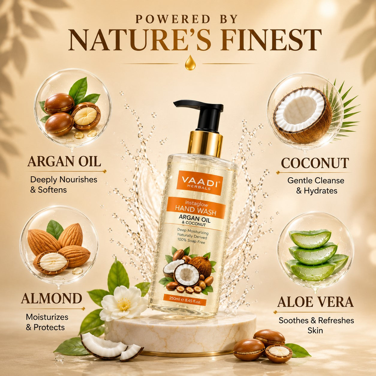 Instaglow Argan Oil & Coconut Hand Wash (250 ml / 8.45 fl oz)