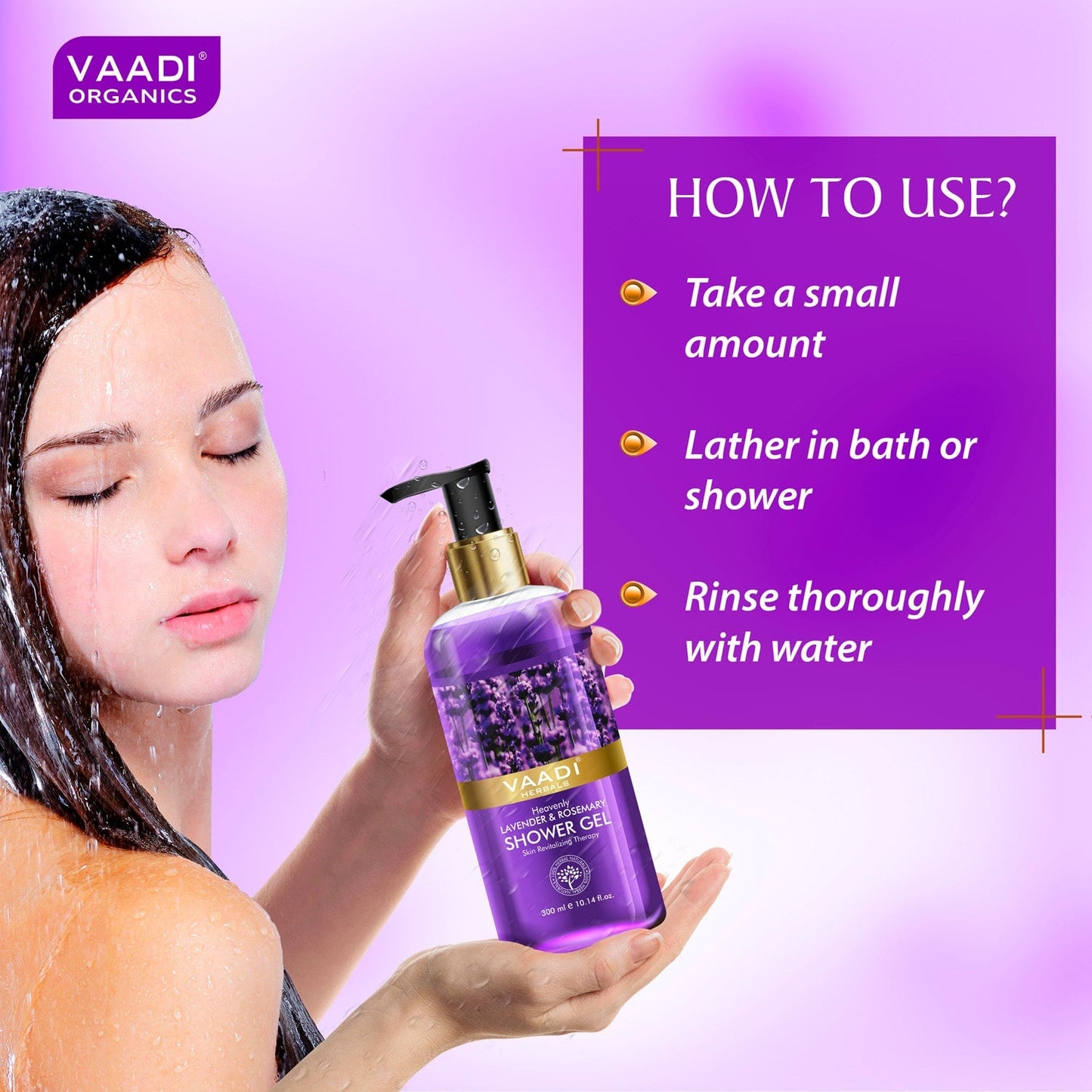 Heavenly Organic Lavender & Rosemary Shower Gel - Skin Rejuvenating Therapy (300 ml / 10.2 fl oz)