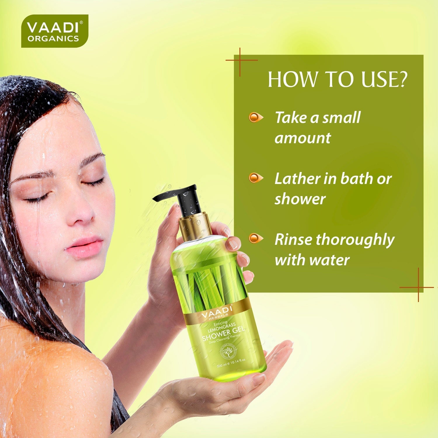 Enticing Organic Lemongrass Shower Gel - Deep Nourishing - Anti Bacterial (300 ml / 10.2 fl oz)