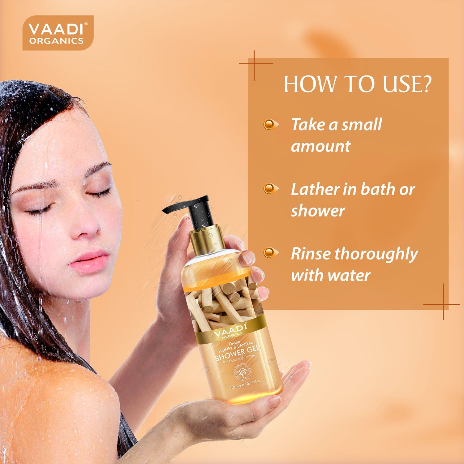 Organic Divine Honey & Sandal Shower Gel- Skin Toning Therapy (3 x 300 ml / 10.2 fl oz)