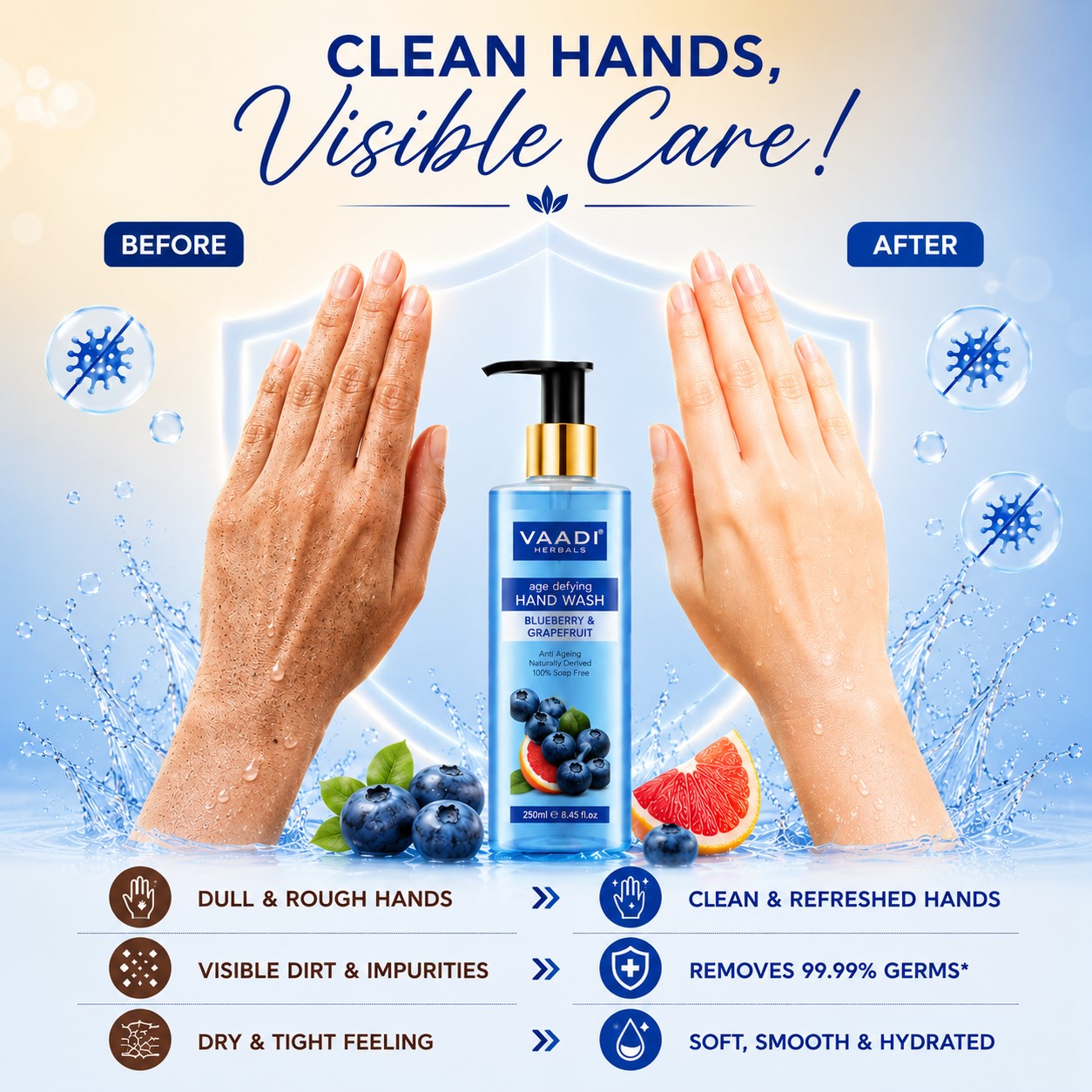 Age Defying Organic Blueberry & Grapefruit Hand Wash (250 ml / 8.5 fl oz )