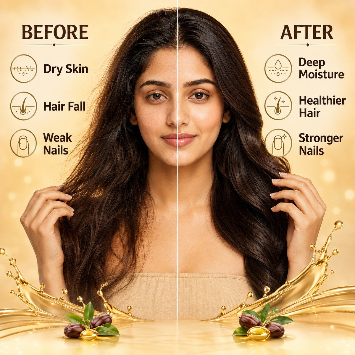 Cold Pressed Rosehip Seed Jojoba Oil with Vitamin B3-For Hair, Skin & Nails-Jojoba Oil Promotes Hair Growth-Skin Moisturisation-Anti Hair-Fall-For All Types of Skin & Hair-(120 ml / 4.05 oz)