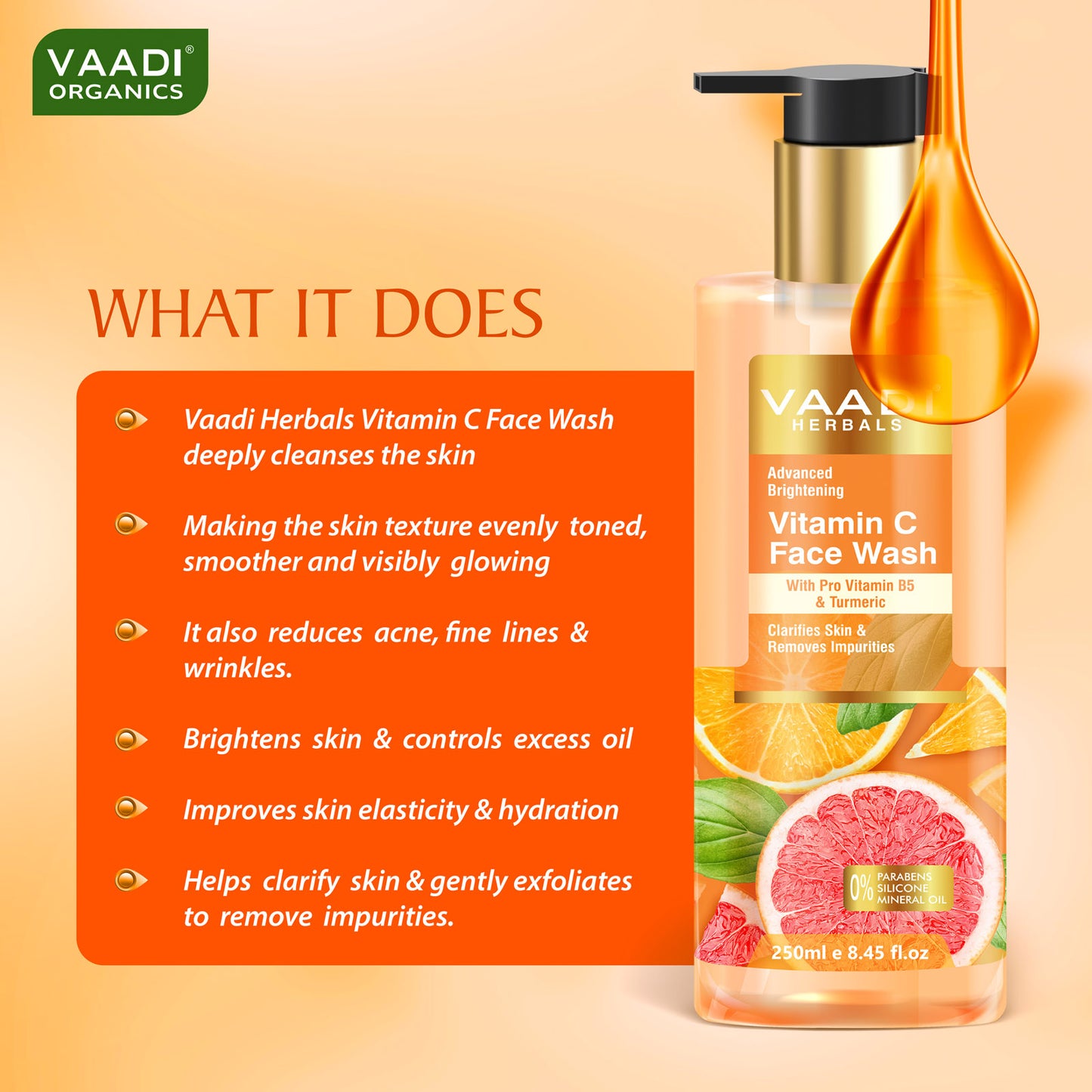 Vitamin C Organic Face Wash with Vitamin C Toner -Skin Damage Control (2 x 250 ml / 8.5 fl oz )