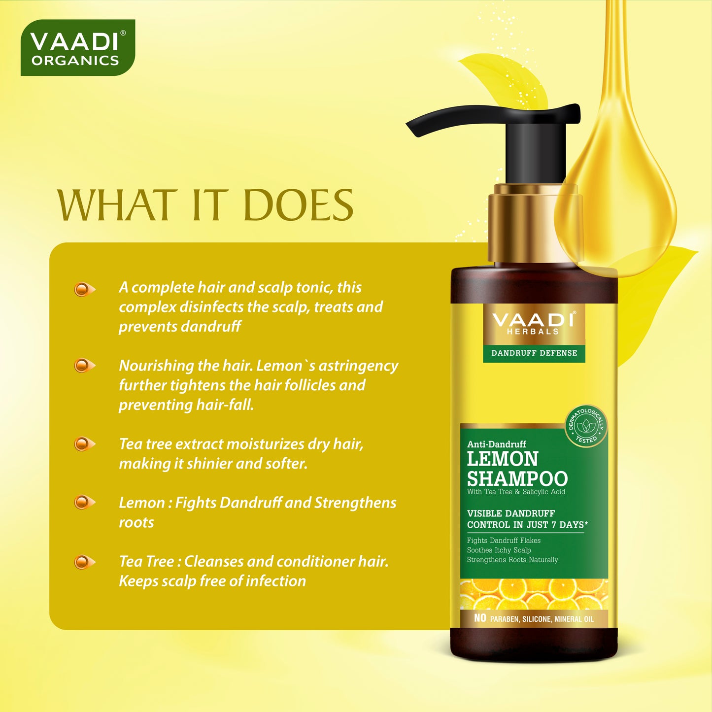 Dandruff Defense Organic Lemon Shampoo with Tea Tree Extract (110 m/ 4 fl oz)