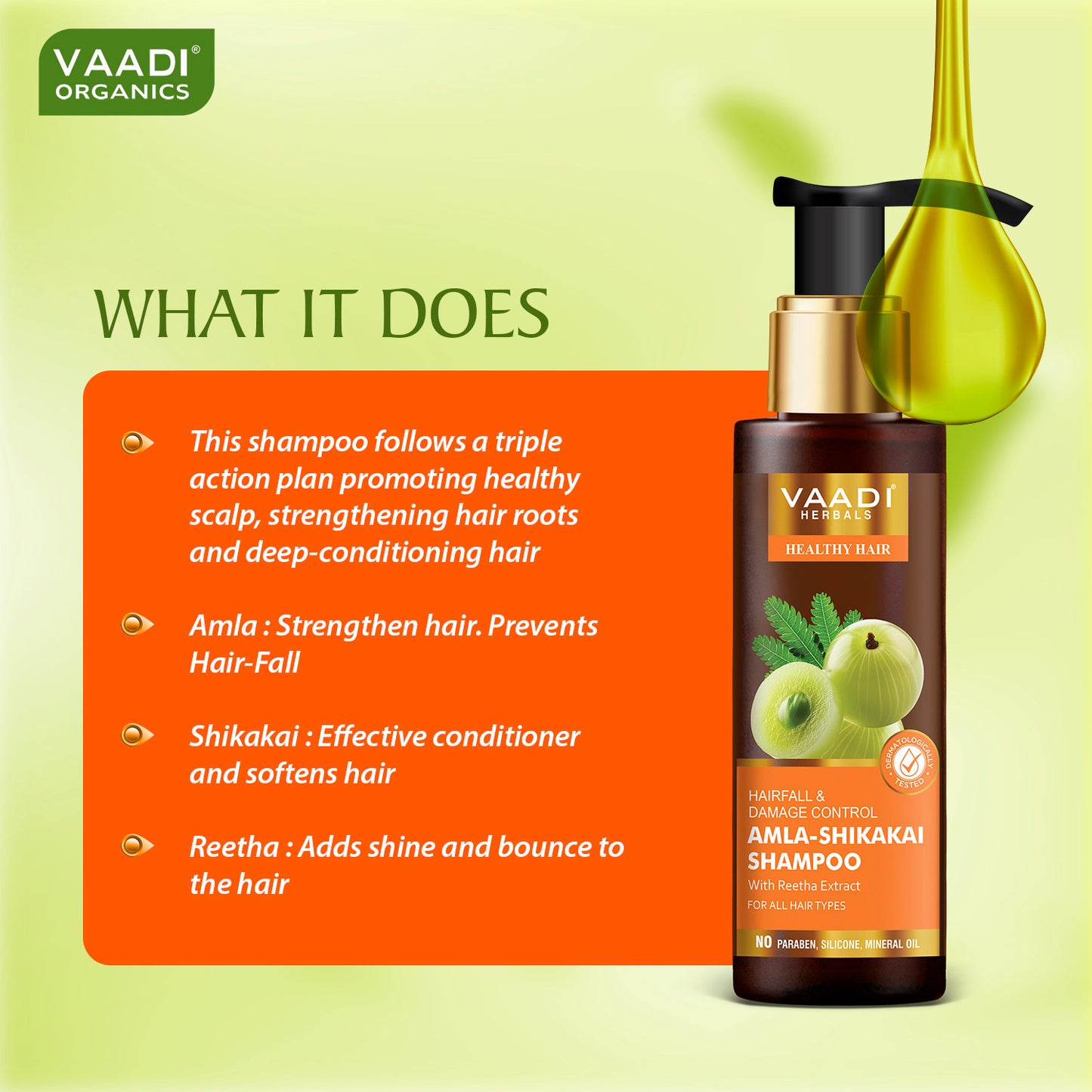 شامبو عضوي للسيطرة علي تساقط الشعر و التلف (مستخلص من التوت الهندي) (3 × 110 مل / 4 لتر أوز)