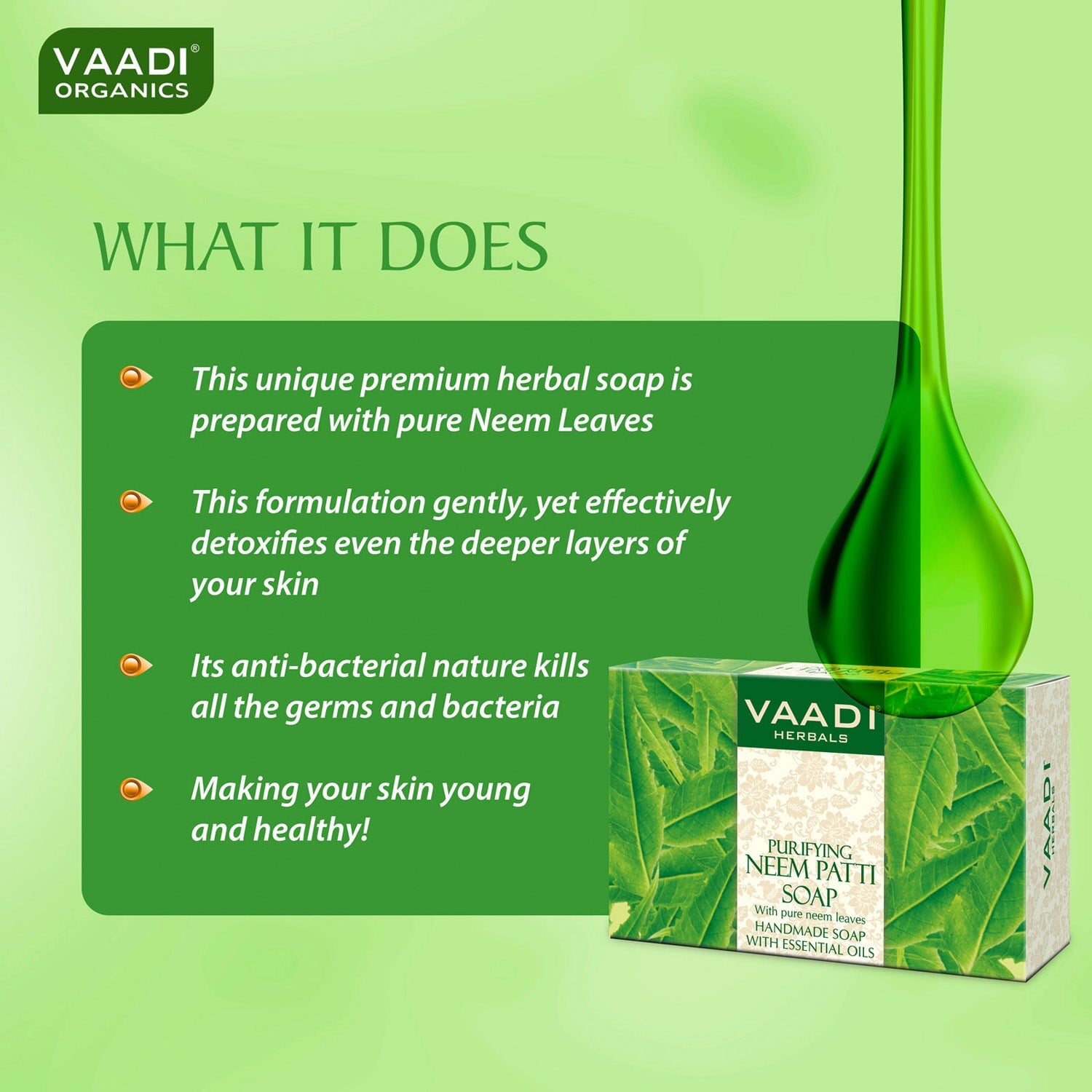 Organic Neem Soap with Pure Neem Leaves (Anti Bacterial) - Detoxifies Skin (12 x 75 gms / 2.7 oz)