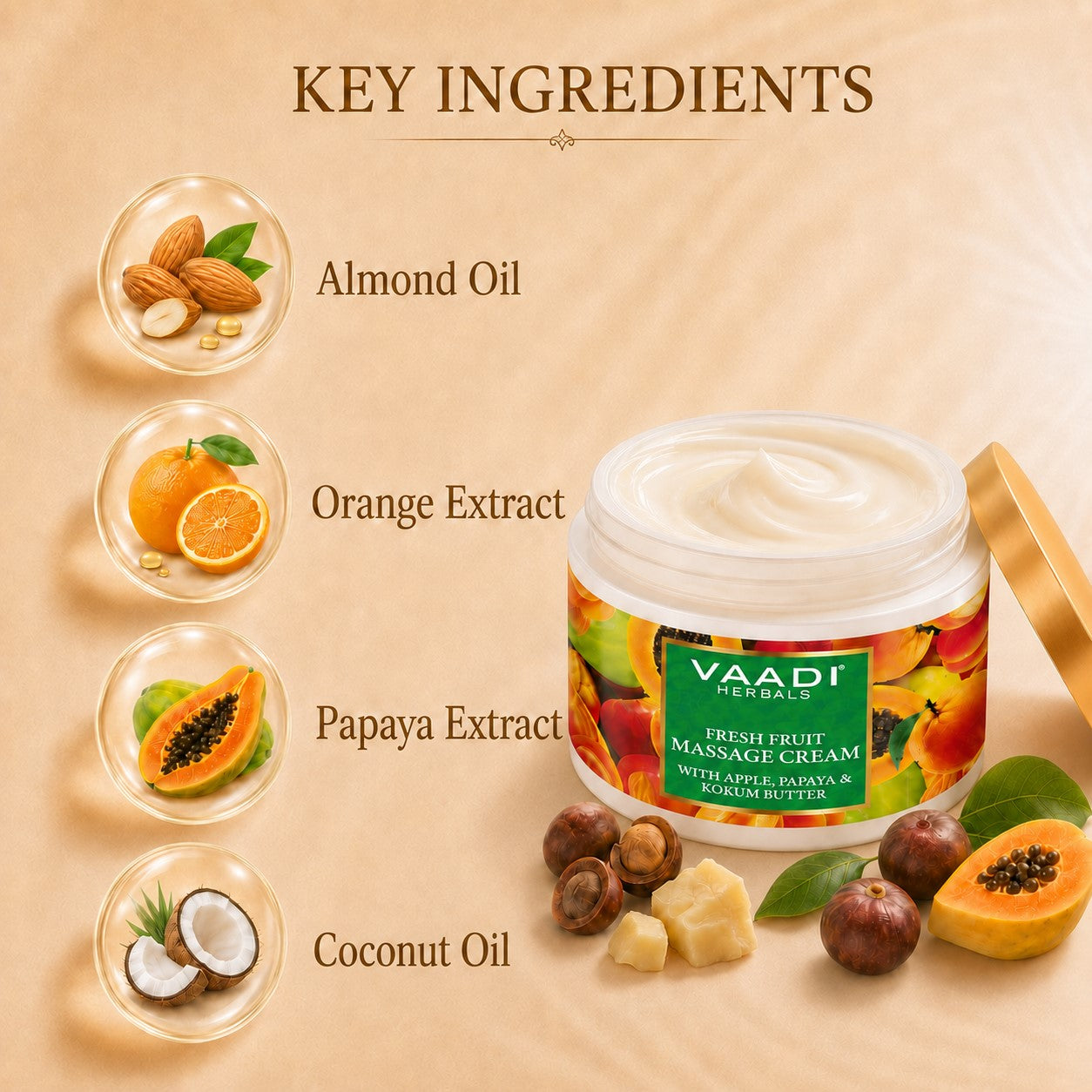 Fresh Fruit Massage Cream With Apple Papaya & Kukum Butter (500 gms / 17.63 oz)