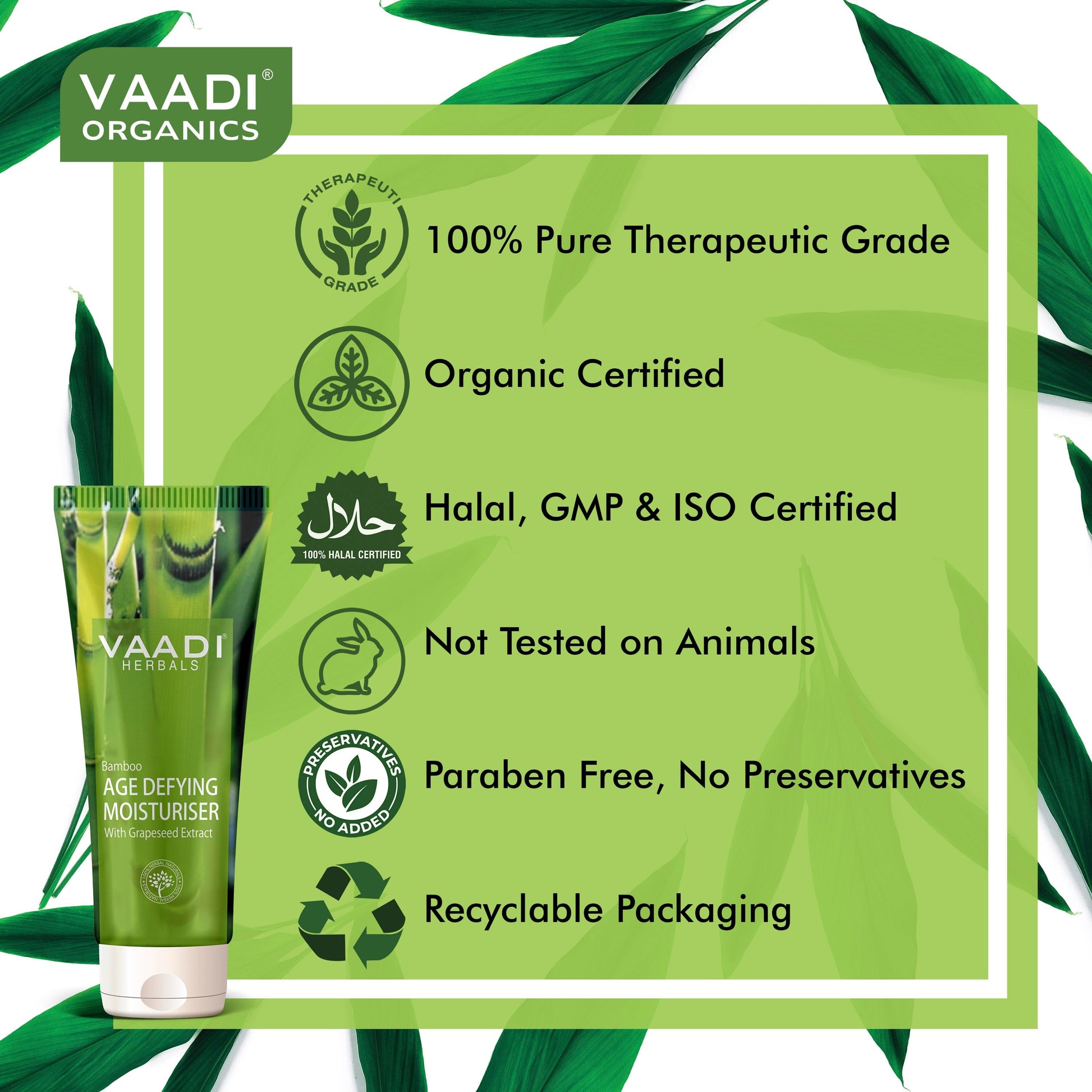 Organic Bamboo Age Defying Moisturiser with Grapeseed Extract - Anti Oxidant (4 x 60 ml/ 2.1 fl oz)