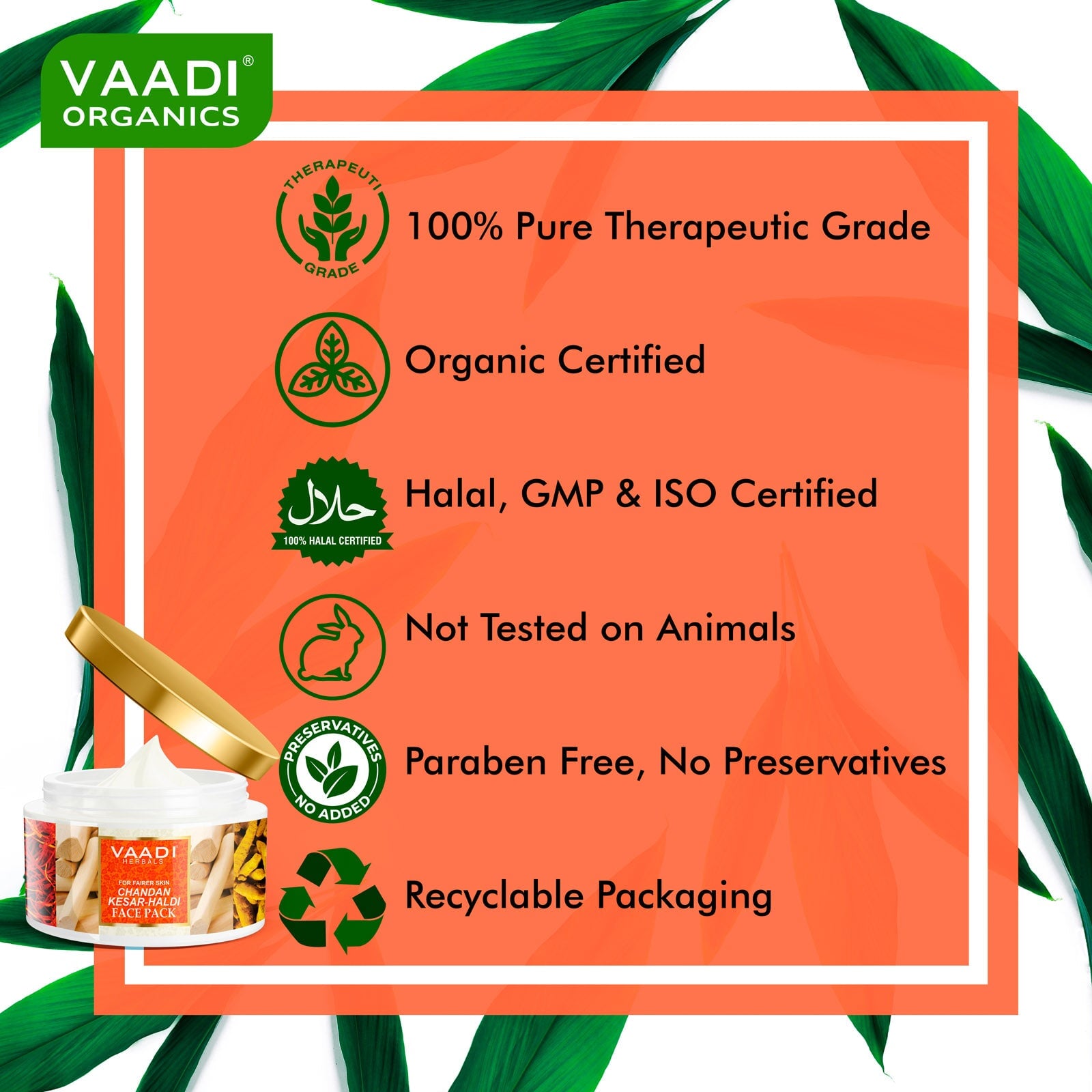 Saffron Sandalwood Face Pack - Removes Marks & Brightens Skin Tone - Rejuvenation & Protects Skin (600 gms/ 21.16 oz)