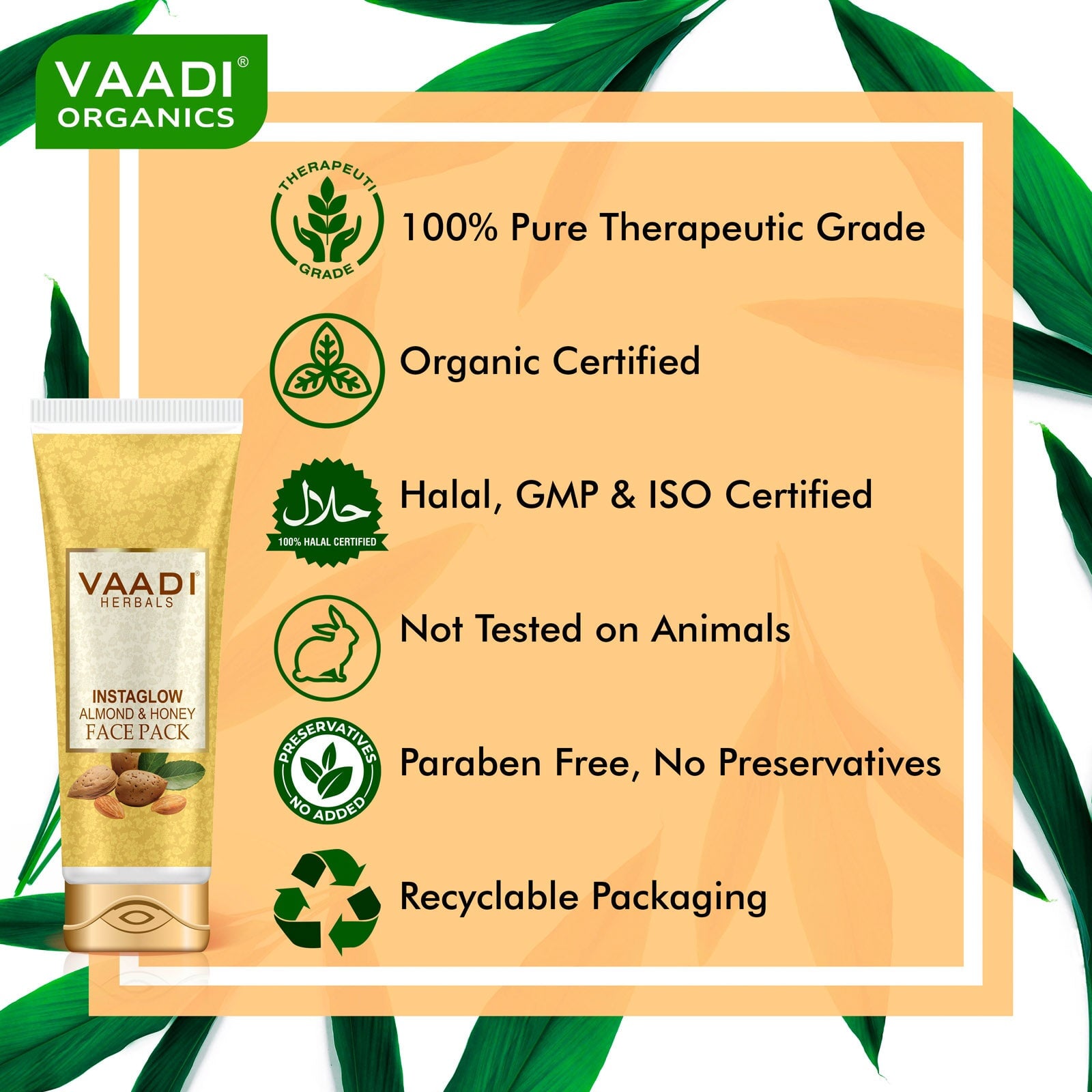 InstaGlow Face Pack with Almond & Honey - Reduces Pigmentation - Gives Instant Glow (2 x 120 gms/ 4.3 oz)