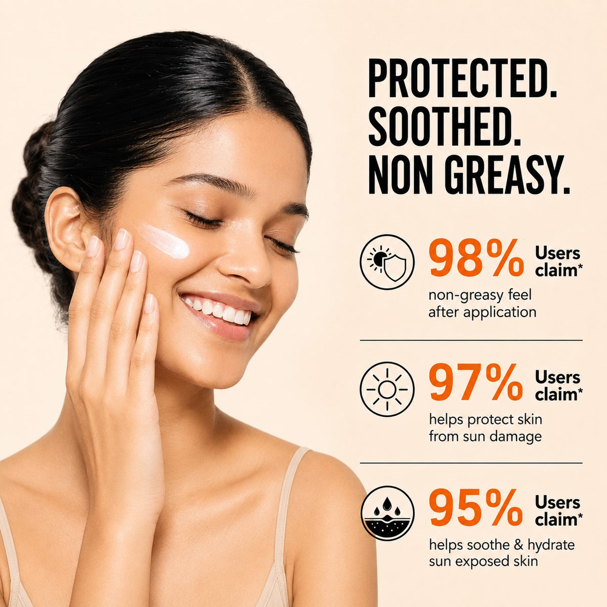 Sunscreen Lotion SPF 50 with Aloe Vera & Chamomile - Non Greasy - Long Lasting - Soothes Burnt Skin (110 ml/ 4 fl oz)