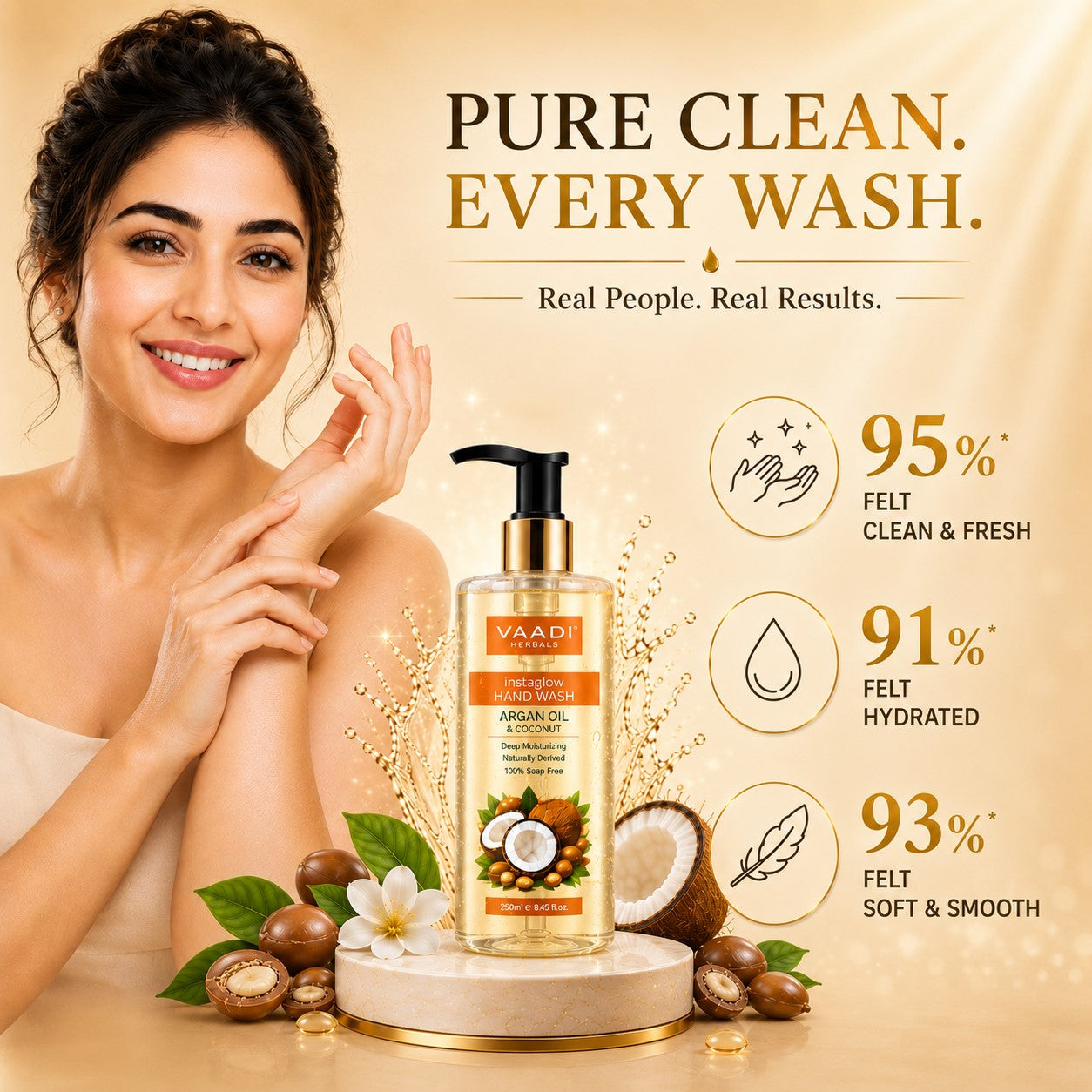 Instaglow Argan Oil & Coconut Hand Wash (250 ml / 8.45 fl oz)