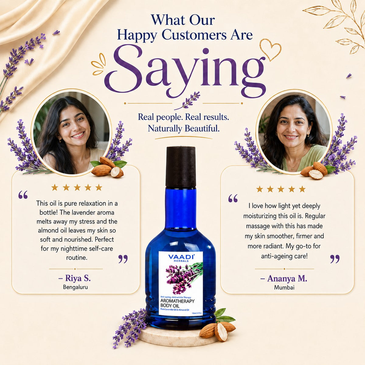 Lavender Body Oil with Almond Extract - Aromatherapy - Anti Ageing (110ml /3.87 fl oz)