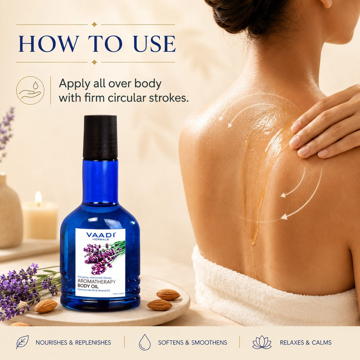 Lavender Body Oil with Almond Extract - Aromatherapy - Anti Ageing (110ml /3.87 fl oz)