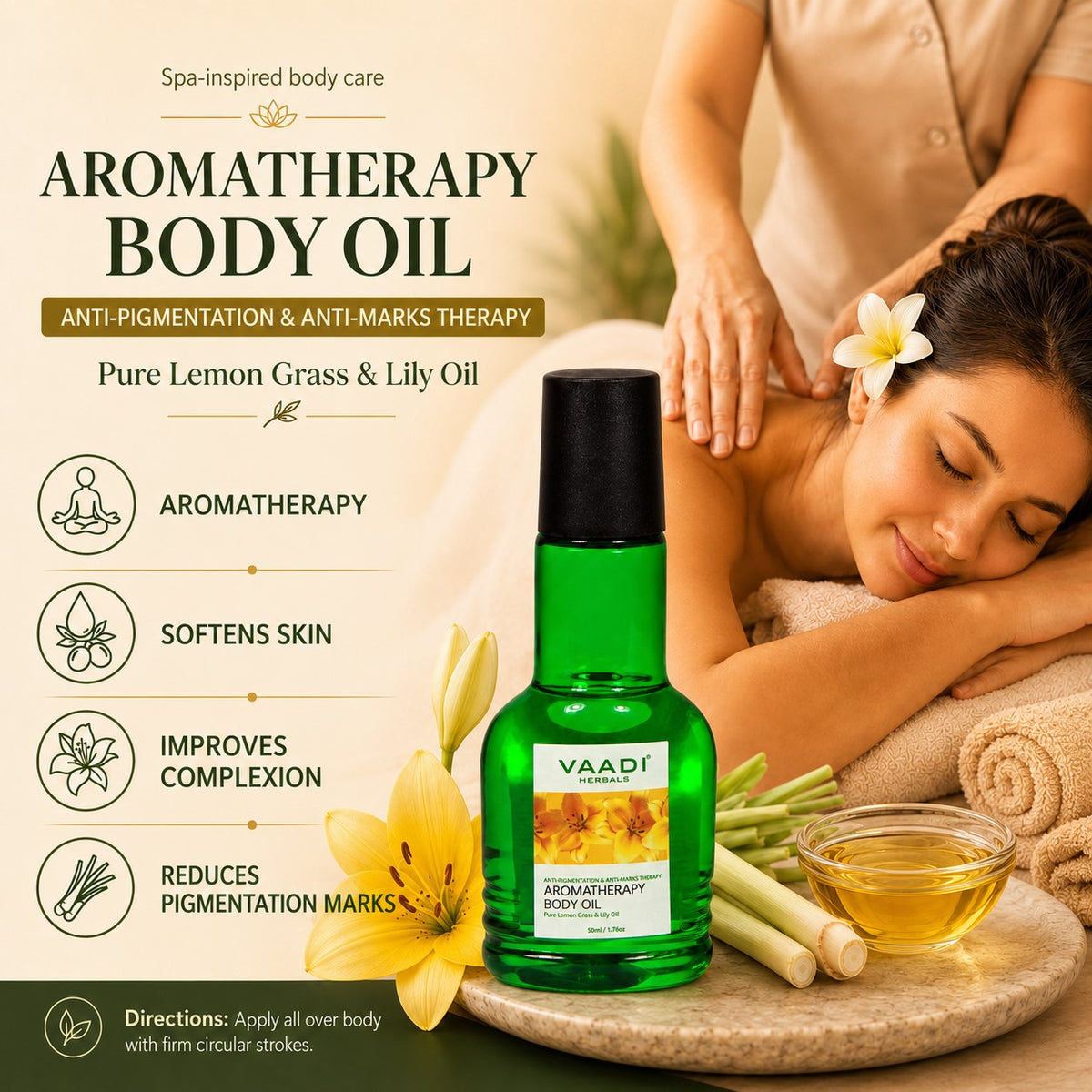 Lemongrass Oil with Lily Extract - Aromatherapy - Strengthens Bones (110 ml/4 fl oz)
