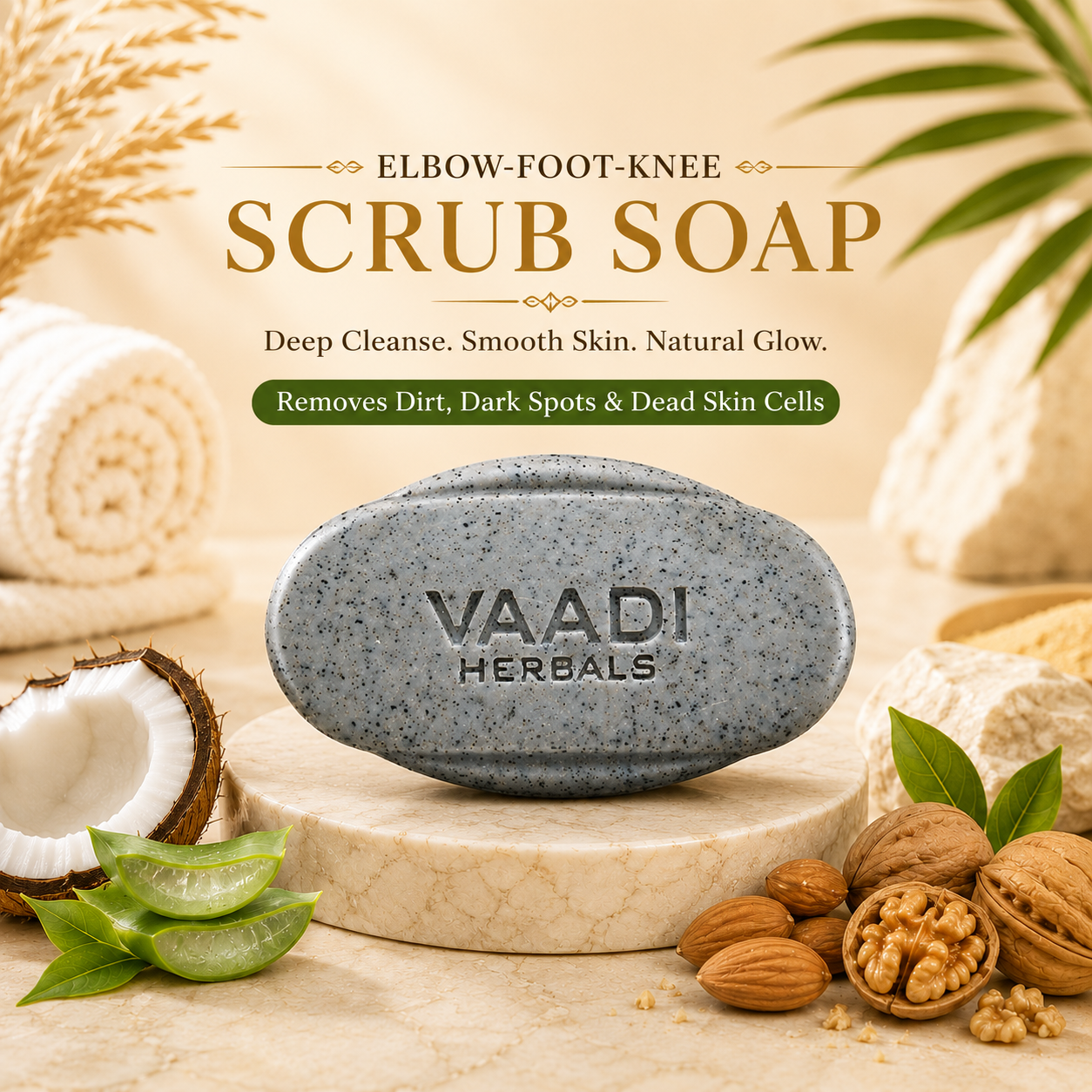 Elbow Foot Knee Scrub Soap with Almond & Walnut - Removes Dead Skin (3 x 75 gms / 2.7 oz)