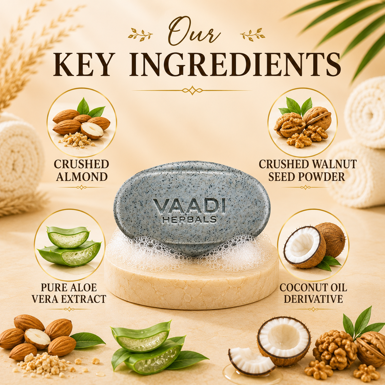 Elbow Foot Knee Scrub Soap with Almond & Walnut - Removes Dead Skin (3 x 75 gms / 2.7 oz)