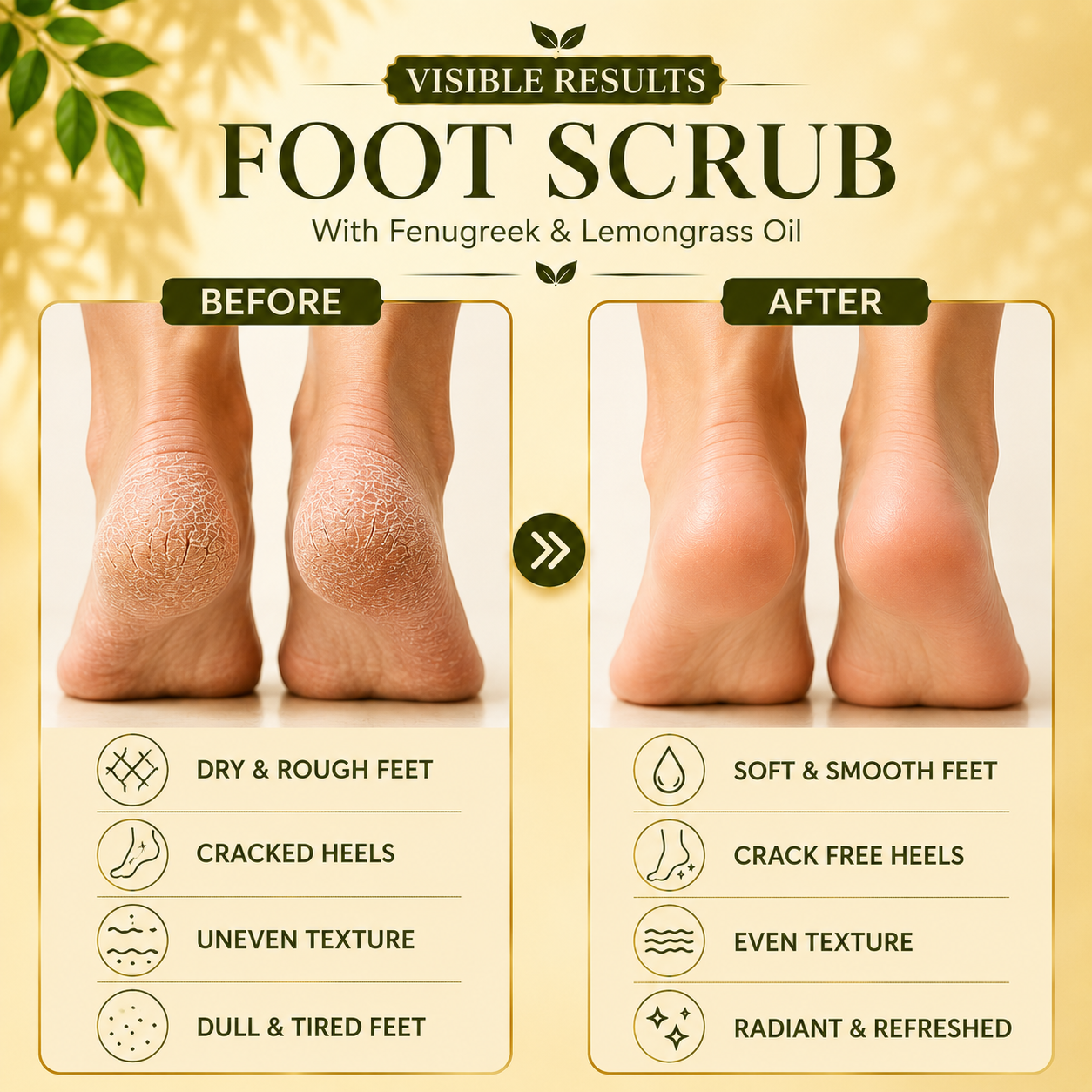 Organic Foot Scrub with Fenugreek & Lemongrass Oil - Therapeutic Exfoliates (110 gms / 4 oz)