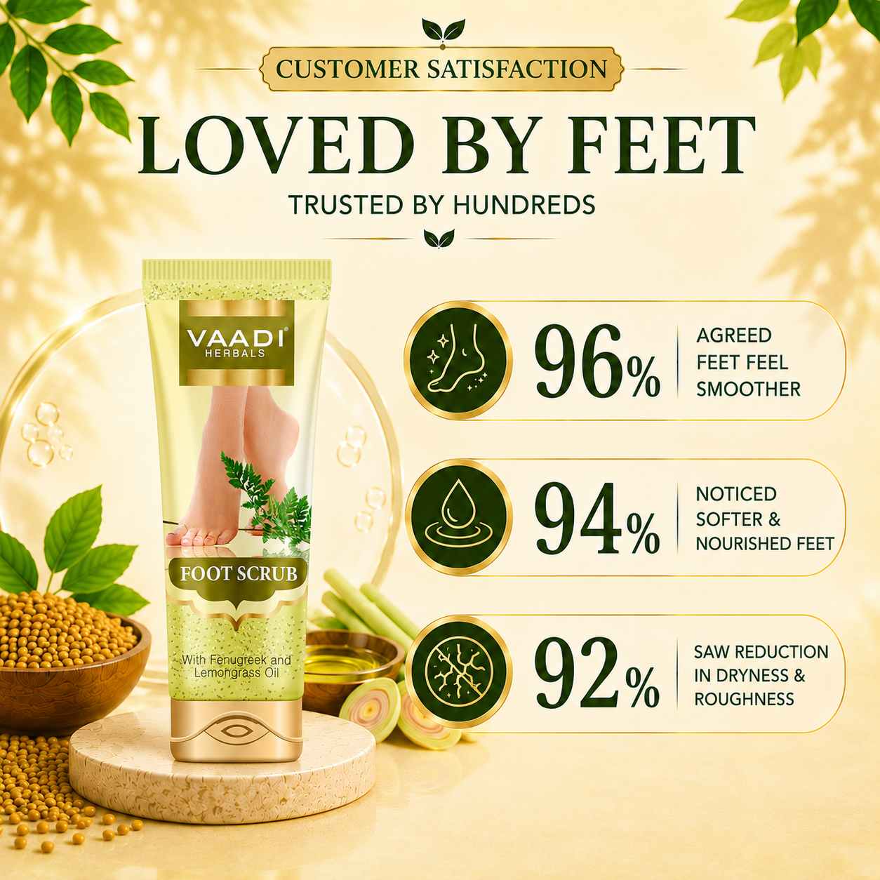 Organic Foot Scrub with Fenugreek & Lemongrass Oil - Therapeutic Exfoliates (110 gms / 4 oz)