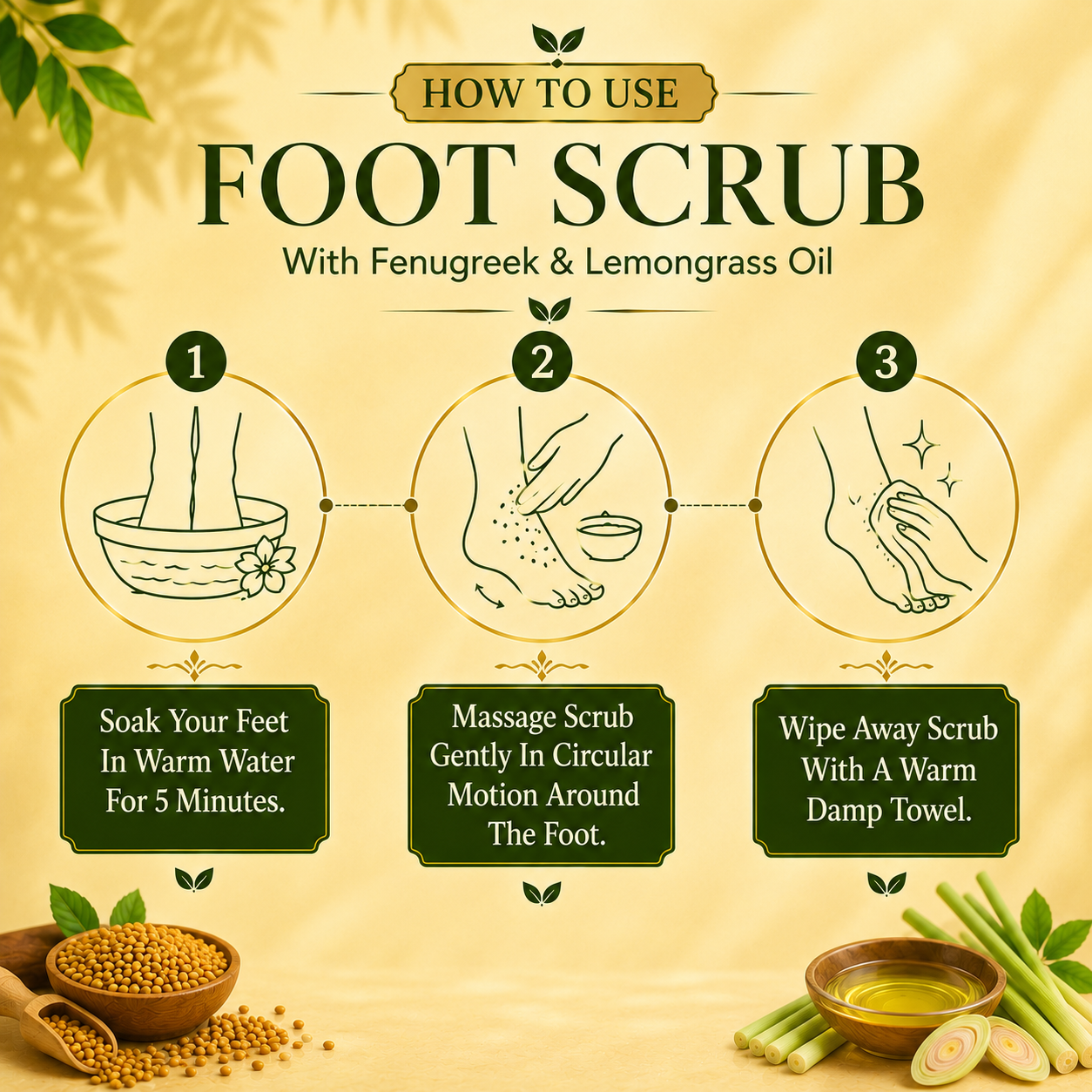 Organic Foot Scrub with Fenugreek & Lemongrass Oil - Therapeutic Exfoliates (110 gms / 4 oz)