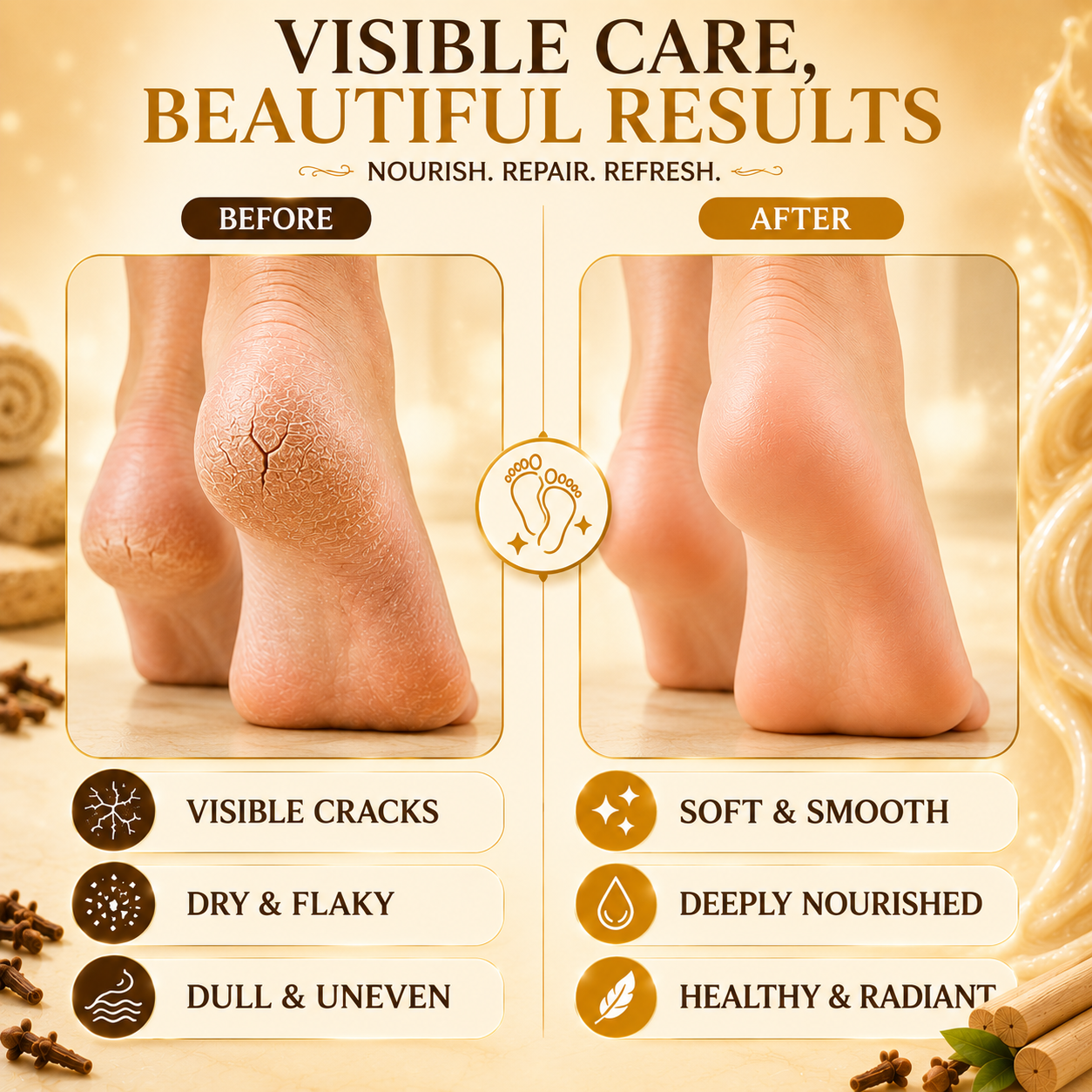 Foot Cream with Clove & Sandalwood Oil - Softens Dry & Cracked Feet (500 gms / 17.63 oz)
