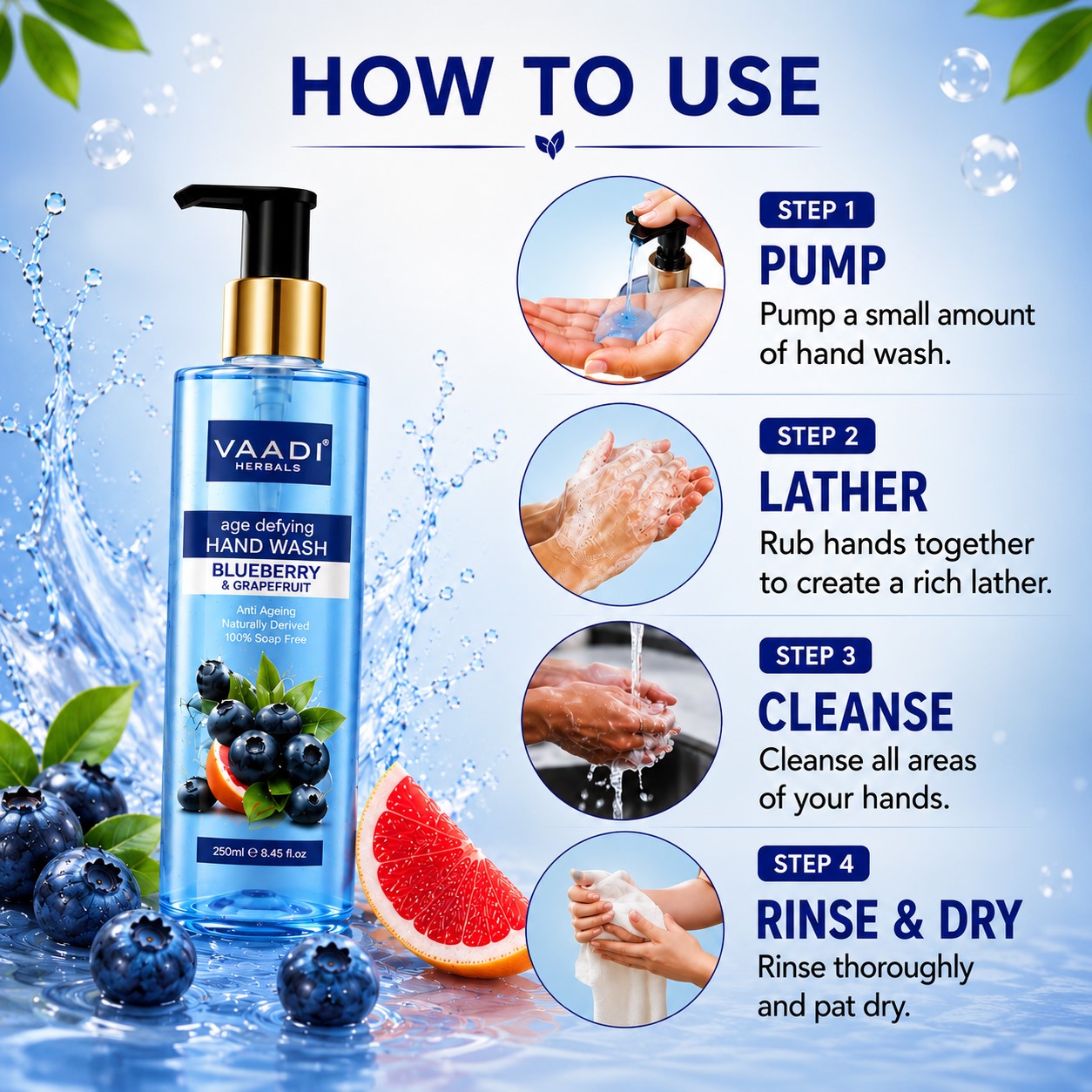 Age Defying Organic Blueberry & Grapefruit Hand Wash (250 ml / 8.5 fl oz )