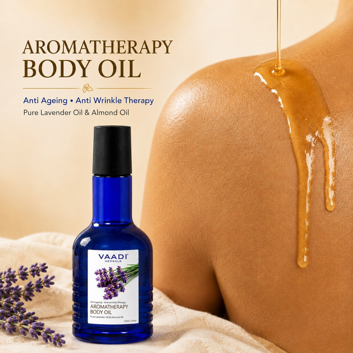 Lavender Body Oil with Almond Extract - Aromatherapy - Anti Ageing (110ml /3.87 fl oz)