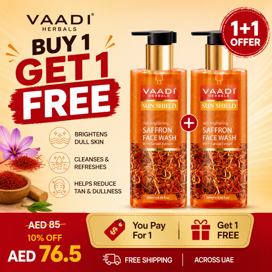 Skin Brightening Organic Saffron Face Wash with Sandalwood (2 x 250 ml / 8.45 fl oz)