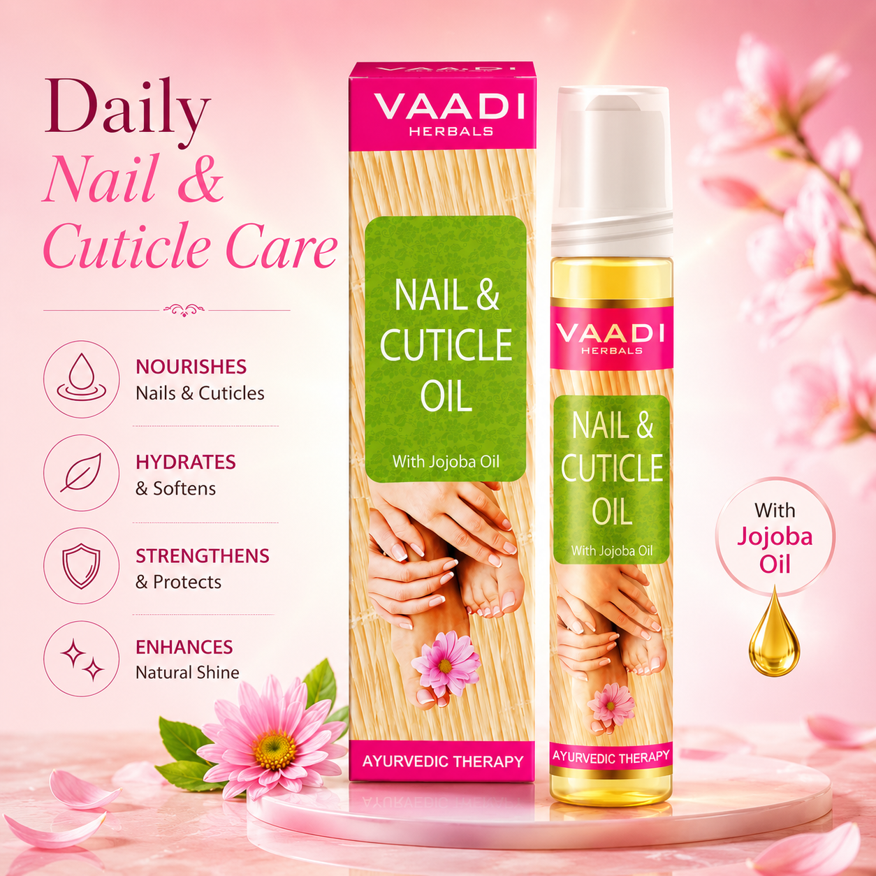 Nail & Cuticle Oil with Jojoba Oil - Heals Redness & Pain - Strengthens Thin & Brittle Nails (3 x 10 ml/ 0.4 fl oz)