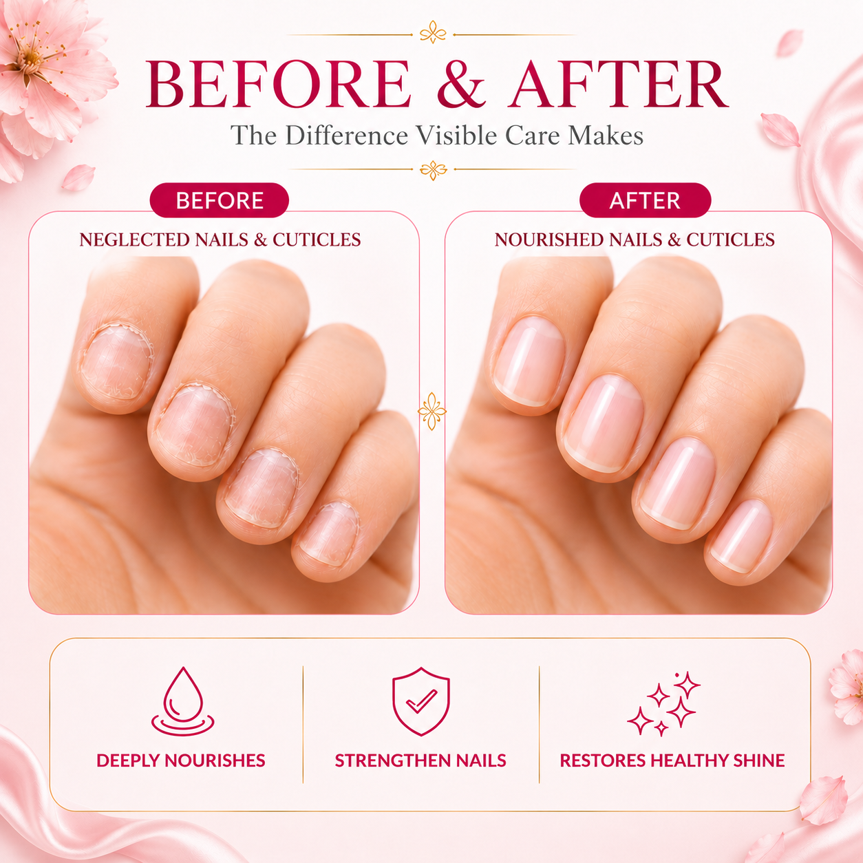 Nail & Cuticle Oil with Jojoba Oil - Heals Redness & Pain - Strengthens Thin & Brittle Nails (3 x 10 ml/ 0.4 fl oz)