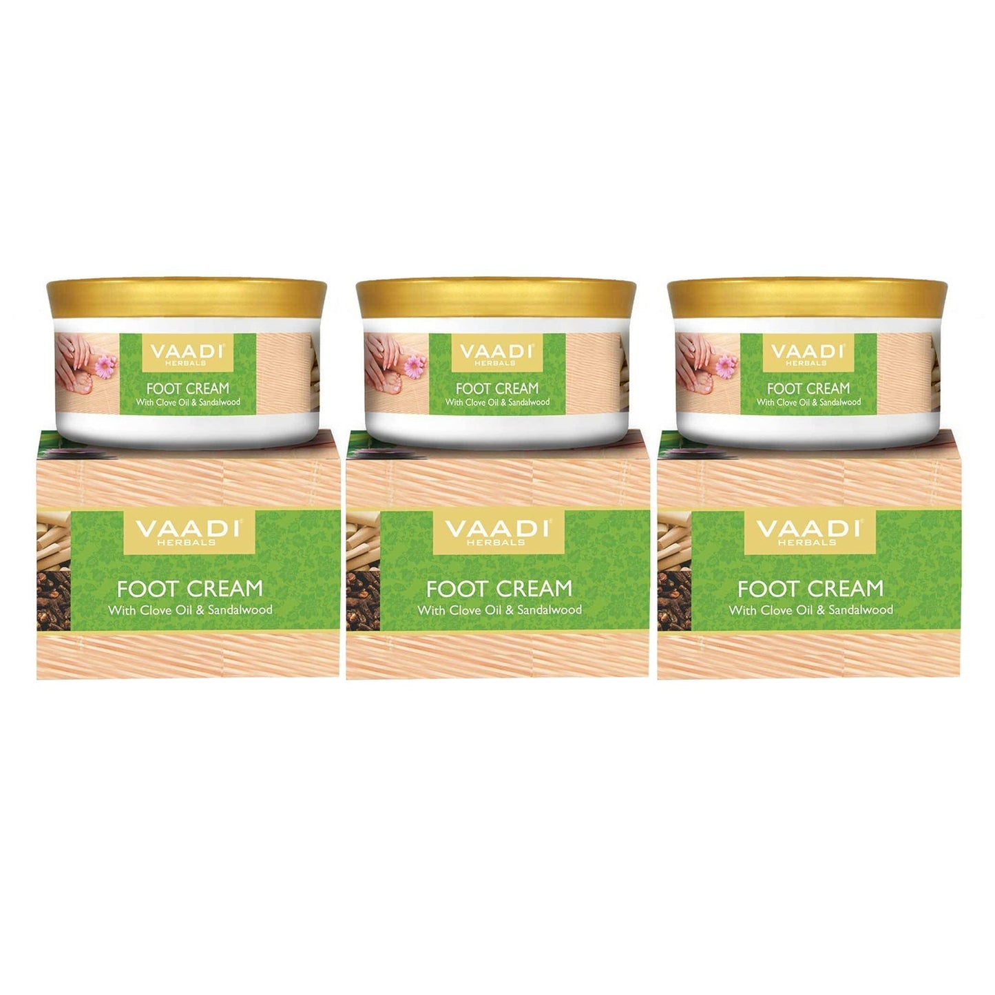 Organic Foot Cream with Clove & Sandalwood Oil - Softens Dry & Cracked Feet (3 x 150 gms / 5.29 oz)