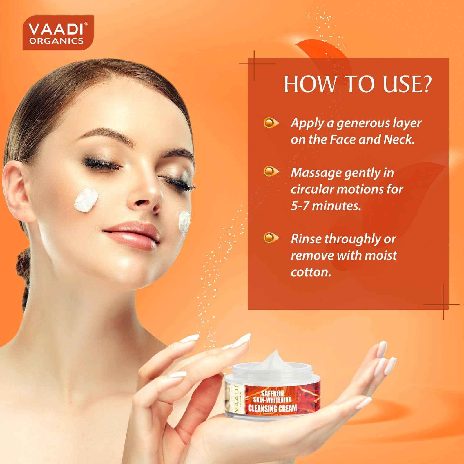 Skin Brightening Organic Saffron Cleansing Cream with Basil Oil & Shea Butter (50 gms/2 oz)