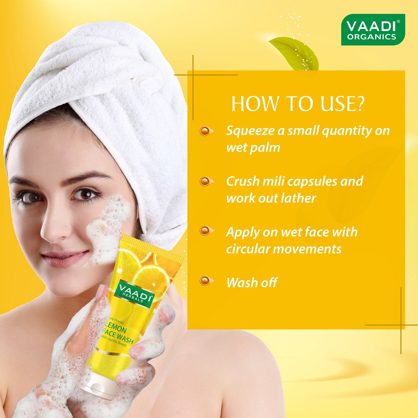 Skin Hydrating Organic Lemon Face Wash - Jojoba Beads - Removes Excess Oil (4 x 60 ml / 2.1 fl oz)