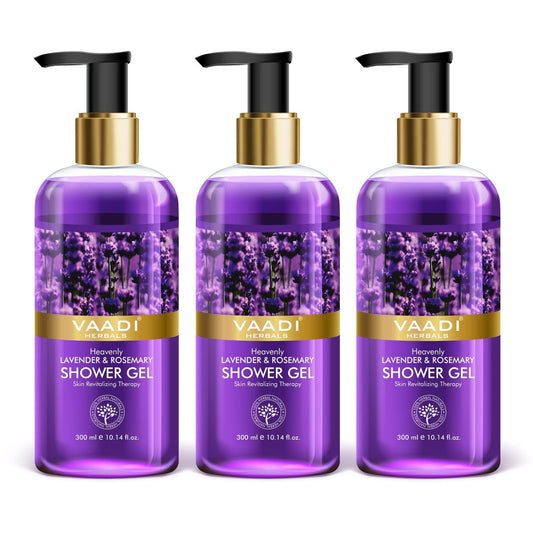 Heavenly Organic Lavender & Rosemary Shower Gel - Skin Rejuvenating Therapy (3 x 300 ml/10.2 fl oz)