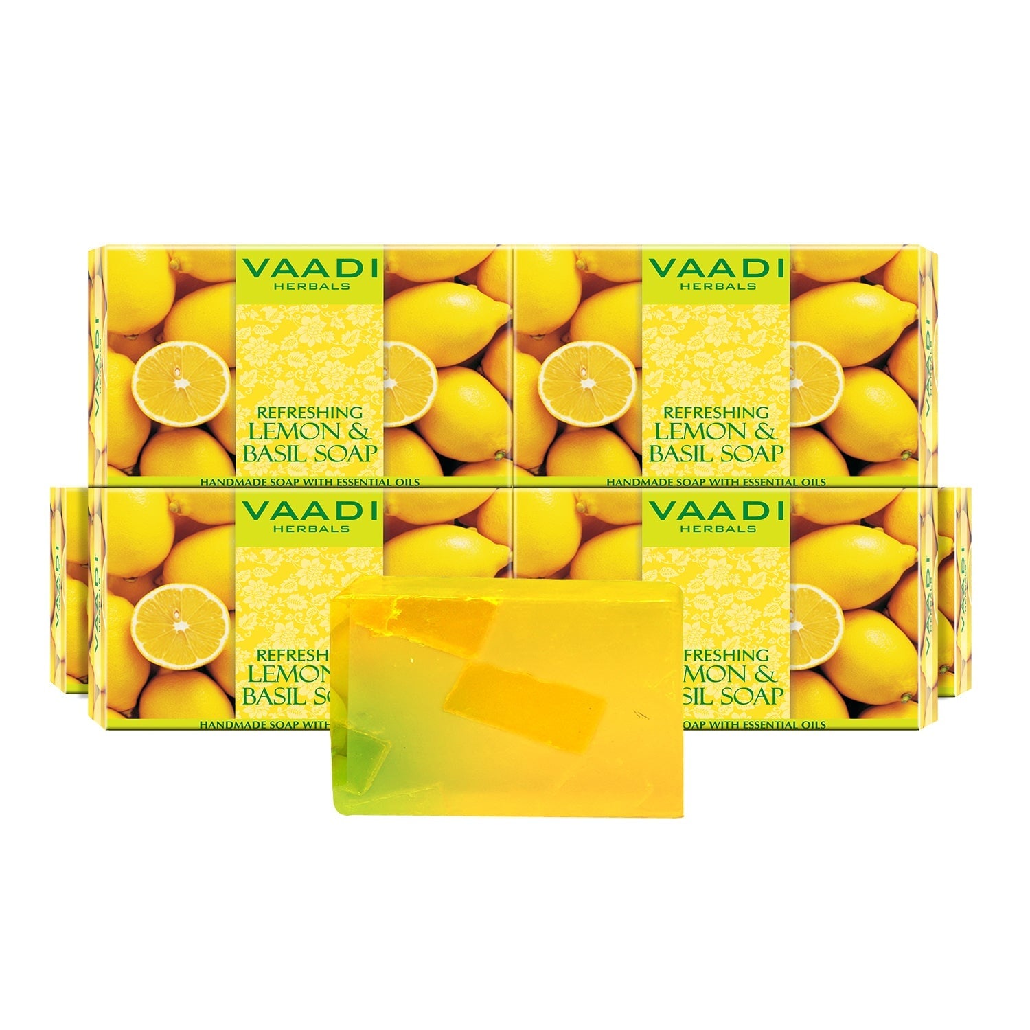 Refreshing Organic Lemon & Basil Soap - Tones & Brightens Skin (6 x 75 gms / 2.7 oz)