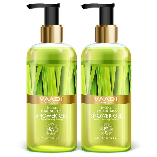 Enticing Organic Lemongrass Shower Gel - Deep Nourishing - Anti Bacterial (2 x 300 ml / 10.2 fl oz)