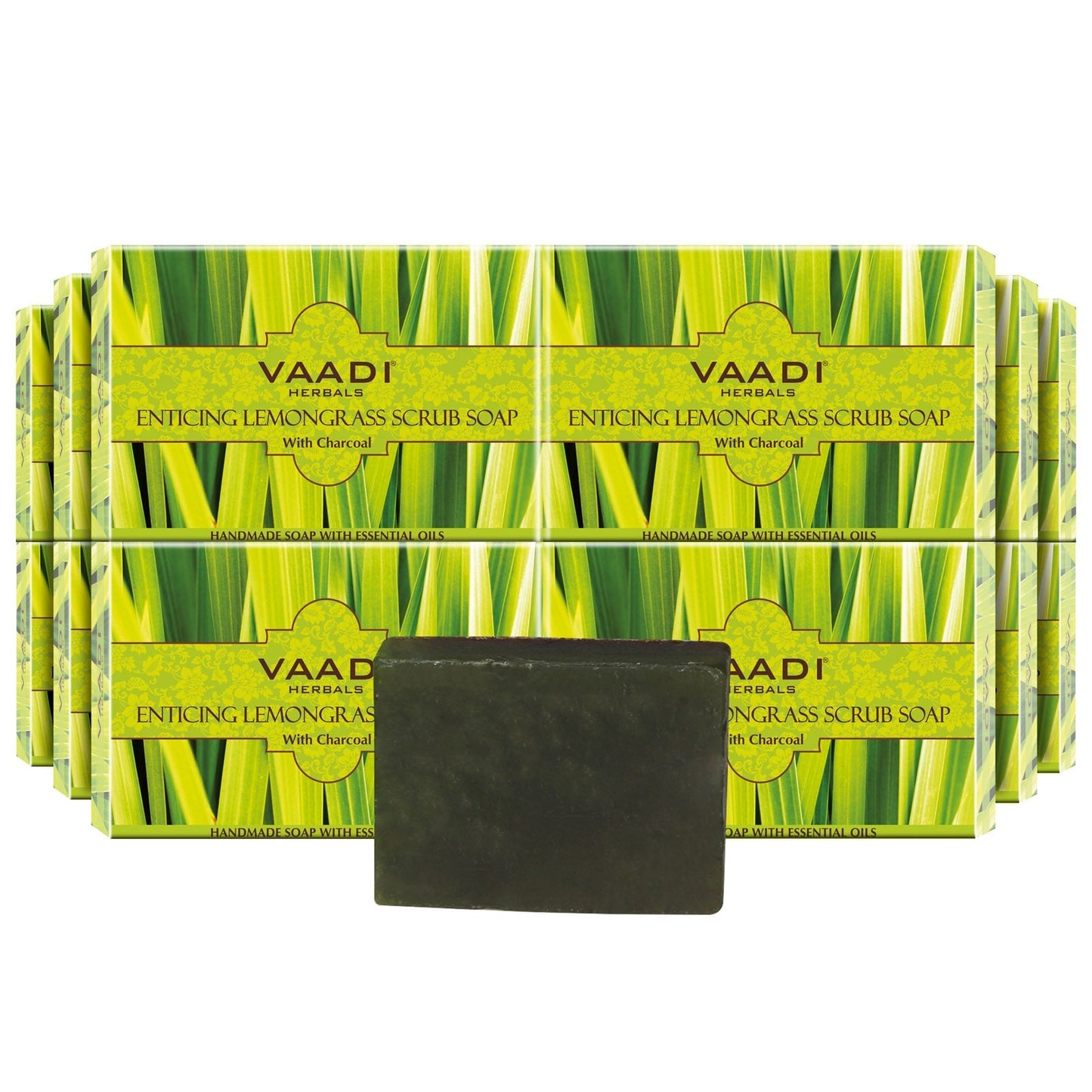 Enticing Organic Lemongrass Soap with Charcoal - Exfoliates & Polishes Skin (12 x 75 gms / 2.7 oz)