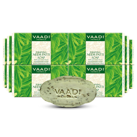 Organic Neem Soap with Pure Neem Leaves (Anti Bacterial) - Detoxifies Skin (12 x 75 gms / 2.7 oz)