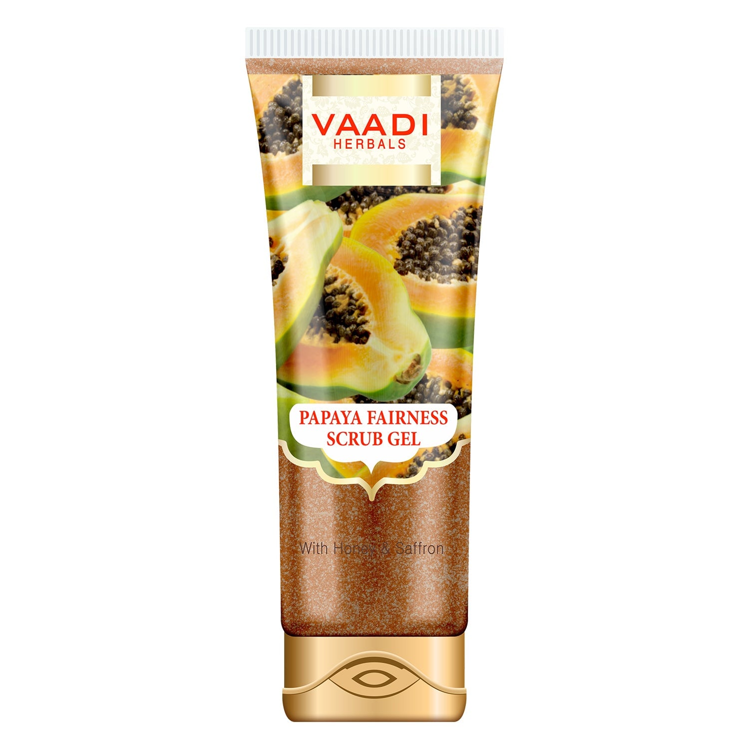 Organic Papaya Scrub Gel with Honey & Saffron - Reduces Tan - Smoothens Skin Texture - Makes Skin Flawless (110 gms / 4 oz)