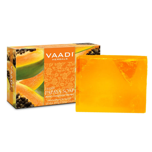 Organic Fresh Papaya Soap - Clears Impurities off Skin - Evens Skin Tone (75 gms / 2.7 oz)